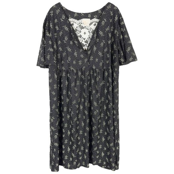 VTG Roamans Plus Size 24W Nightgown Black Floral Lace Semi Sheer‎ Midi 1392 - Picture 1 of 11